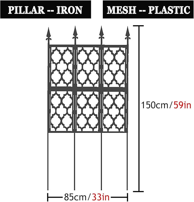 LTSRLL Decorative Fence - 1.5m/4.9ft 1.9m/6.2ft 2.30m/7.5ft 2.7m/8.8ft Tall Garden Trellis - Vegetables/Flower Pot Stake for Climbing Plants Support(White85cmx150cm)