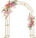 Metal Wedding Garden Arch Trellis: 8.53Ft Heavy Duty Backdrop Balloon Archway Decoration Stand with Sturdy Base - Indoor Outdoor Party Ceremony Arches Frame Climbing Flower Plant Garden Arbor Gold