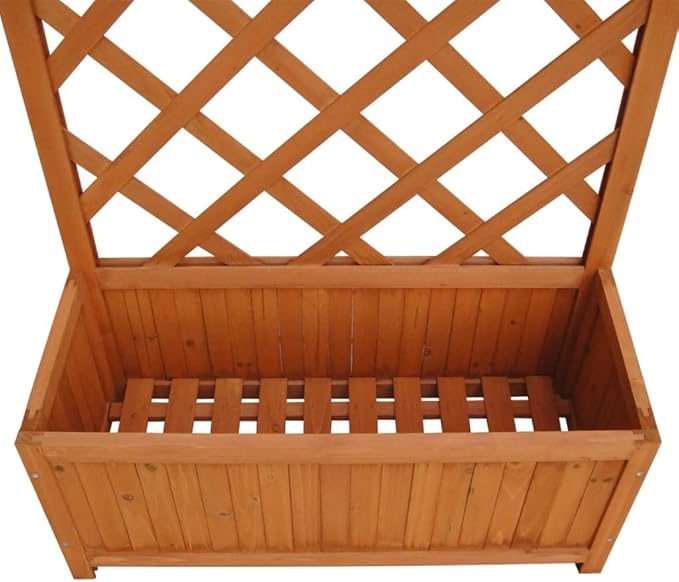 Solid Wood Trellis Planter Wood Garden Planter with Trellis Raised Garden Bed with Trellis for Vine Climbing Plants Flower Vegetable 27.6x11.8x53.1 -89