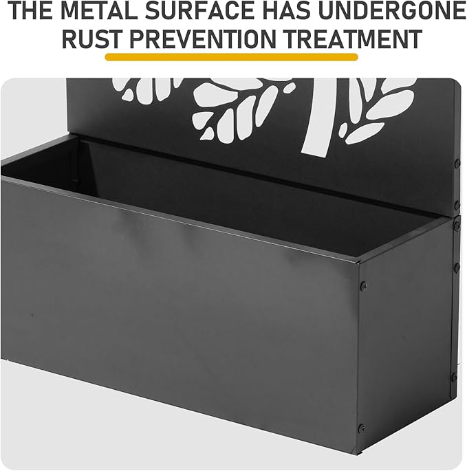 Black Raised Beds Metal Garden Bed with Trellis for Climbing Vegetables Cucumber Trellis Planter Box Support for Peas Beans and Flowering Vines Planter Box Heavy Duty Outdoor Planter for Patio