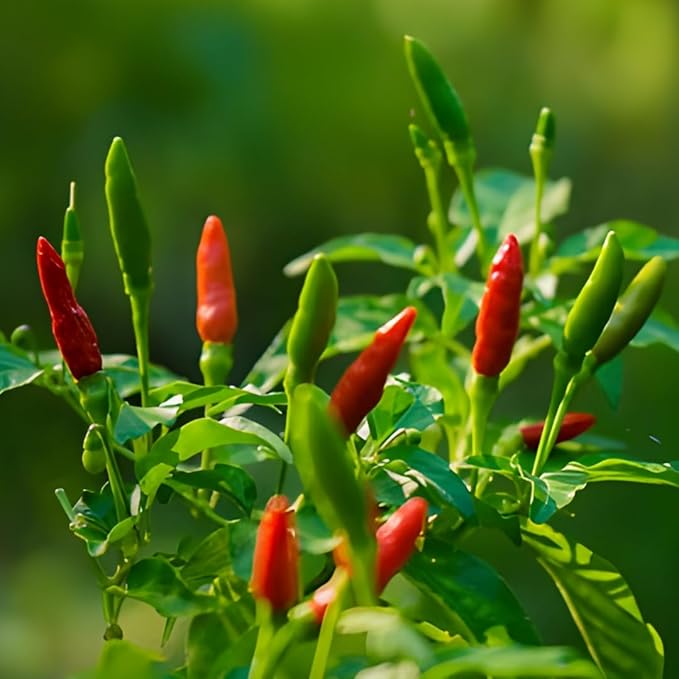 Sets 2 Chile Pequine Pepper Plants Live Super Hot Peppers Live Plants 90 Days Old Hot Chili Plant for Spring Planting