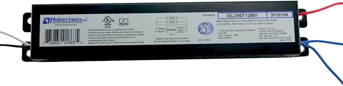 Robertson 2P20158 ISL296T12MV Pak of 10 Fluorescent eBallasts for 2 F96T12 Lamps Instant Start 120-277Vac 50-60Hz NBF HPF (for HO lamp Applications The Recommended Ballast is The PSB296T12HOMV)