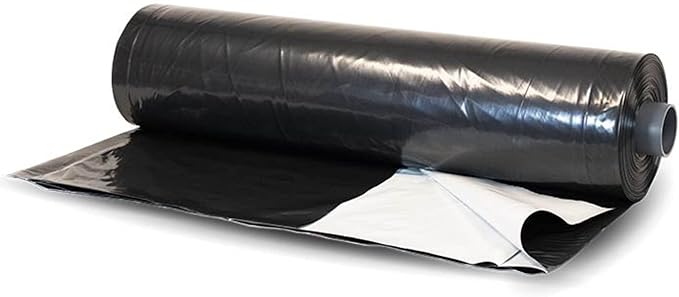Farm Plastic Supply - Panda Film Light Deprivation Greenhouse Cover - 6 mil - (40' x 20') - 100% Blackout Tarp Black White Plastic Sheeting Green House Poly Film