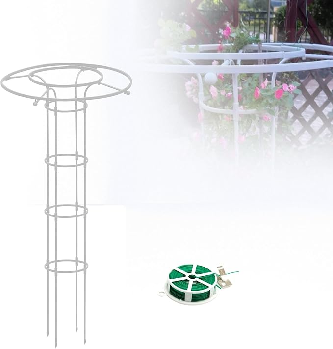 Garden Trellis for Climbing Plants Vertical Umbrella Trellis 3/3.9/4.9/5.9/6.9ft Sturdy Plant Support for Flowers Vegetable Fruits Vines Indoor Outdoor(WhiteHeight: 120cm/4.9ft)