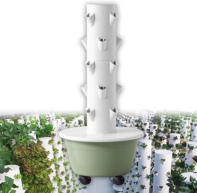 Patio Grow ColumnHydroponic Growing Systems Vertical Hydroponic Tower with Controller Garden Hydroponic Towerfor Indoor and Outdoor Use A(36Pots)