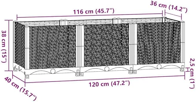 47 White Raised Garden Bed 47.2 x 47.2 x 15.0 in Polypropylene Planter Box with Basketweave Texture Lightweight Outdoor Planter for Patio Balcony Herb &amp Tomato Gardening