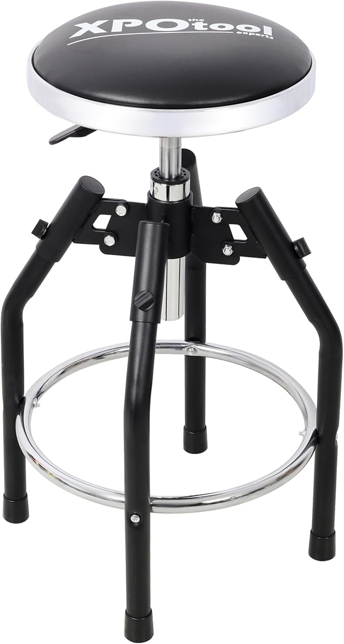 Heavy Duty Hydraulic Shop Stool with 360° Swivel Adjustable Mechanic Seat with Foot Rest 330LBS Capacity for Garage Workshop Industrial Use