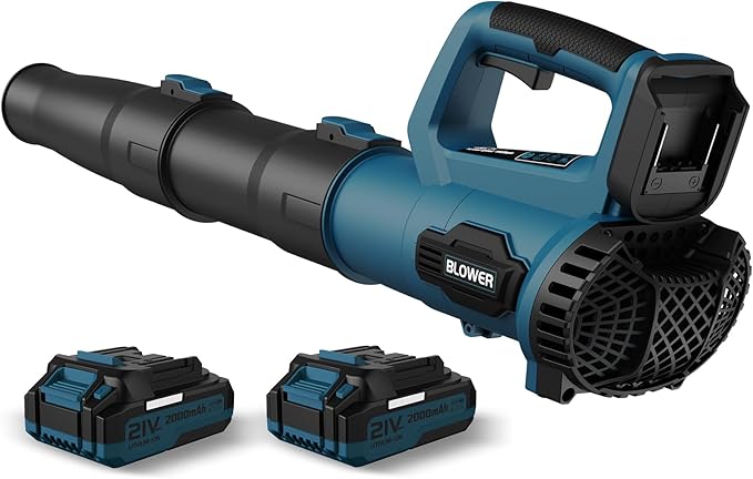 LEAPUL Leaf Blower Cordless 21V Electric Leaf Blower with 2×2.0Ah Batteries &amp 1 Fast Charger Lightweight Battery Powered Blower for Lawn Care Patio Cleaning