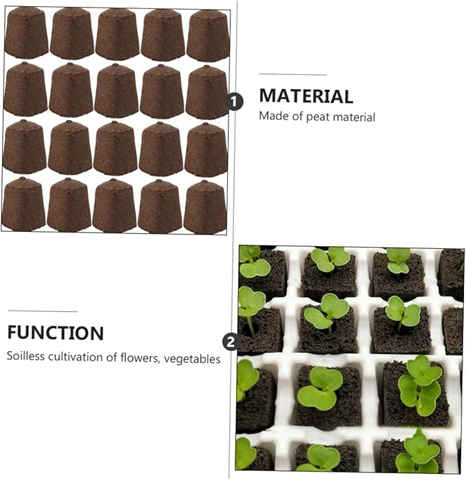 GANAZONO 60pcs Plant Starter Cubes Containers Plant Starter Plugs Potting Soil Peat Moss Blocks Fertilizer Nutrient Blocks