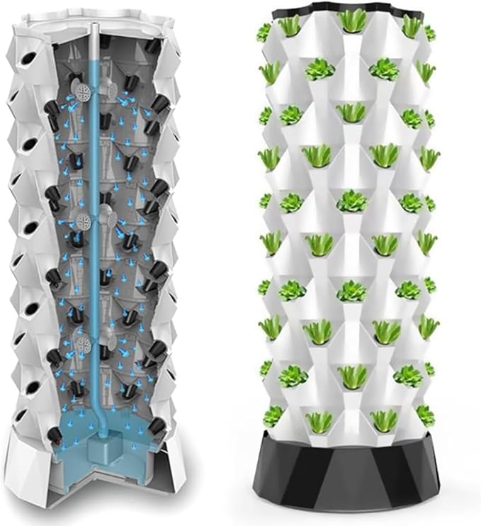 48/64/80Pots Hydroponics Tower Growing Indoor Plant Water Cycle Garden Growing Vertical Hydroponic Pineapple Aeroponic Tower Hydroponic Growing Kits10Floors
