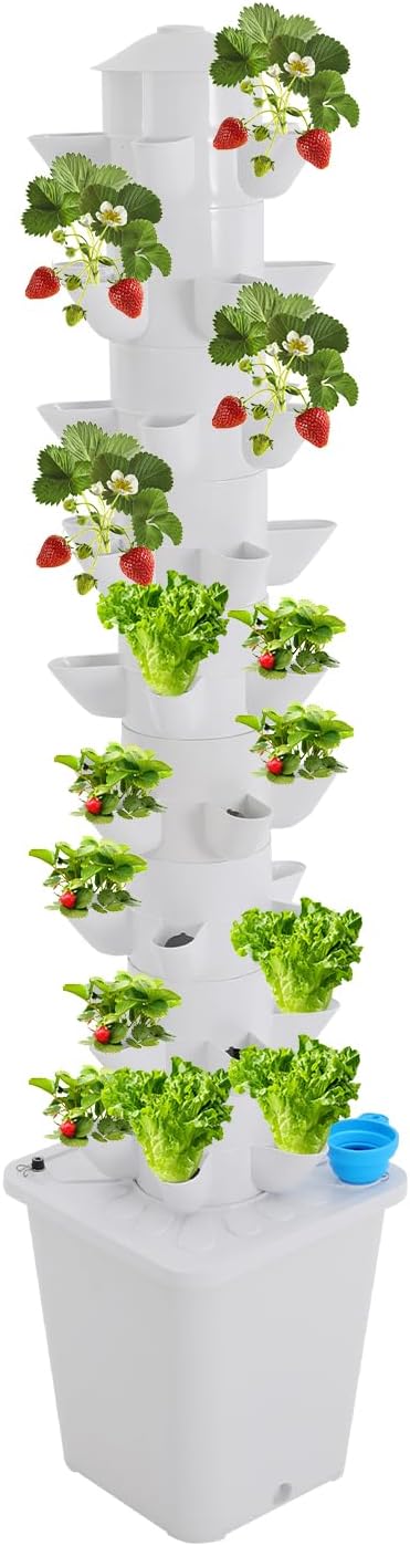 45-Pod Hydroponic Growing Tower 9 Tier Vertical Garden System with Water Pump &amp 5.3Gal Tank Indoor Herb/Vegetable Planter for Home Office