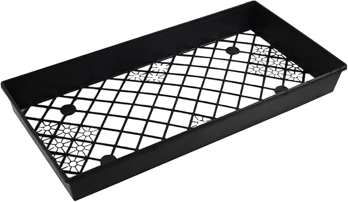 DL Wholesale 10 x 20 Plant Propagation Web Tray Plastic for Seedlings Planting Growing Trays Seed Starter Grow Solid Side with Large Drain Holes Black 50-Pack