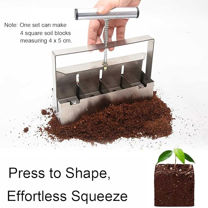 tooloflife Hand-Held Soil Blocker Soil Block Maker Seed Blocker for Seed Starting Garden Plants Block Maker Starting Tool