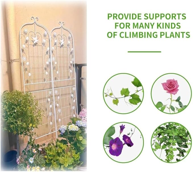 1Packs Garden Trellis for Climbing Plants Outdoor 72.8*19.7Sturdy Black Iron Trellis for Potted Plant Support Stake Metal Trellis for Climbing Roses Vine Flower for Flowers Fruits Vines(Color:Black