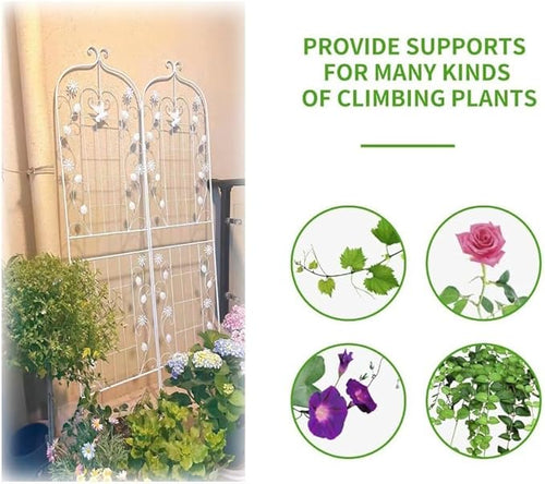1Packs Garden Trellis for Climbing Plants Outdoor 72.8*19.7Sturdy Black Iron Trellis for Potted Plant Support Stake Metal Trellis for Climbing Roses Vine Flower for Flowers Fruits Vines(Color:Black
