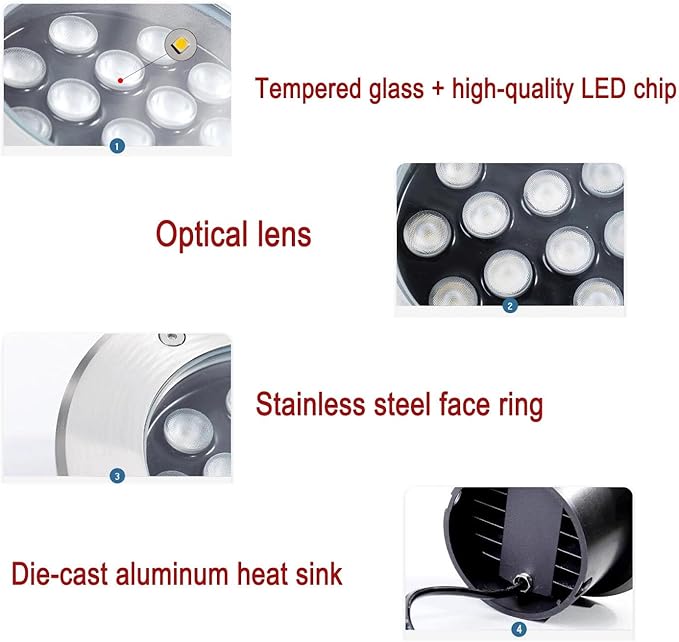 Outdoor Landscape Lights - LED Underground Light AC 220V Round Recessed Spotlight IP67 Waterproof Garden Courtyard Decoration Floor Light for Walkway Deck Pathway Easy to Install