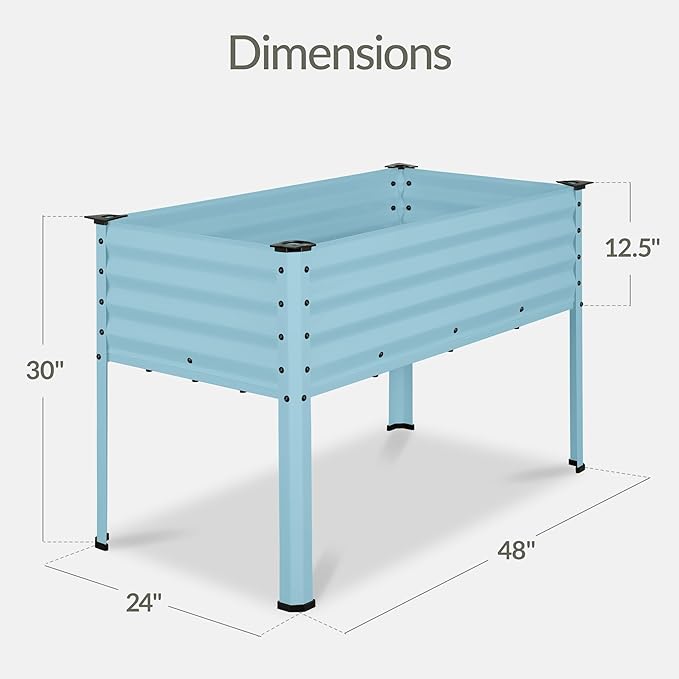 Best Choice Products 48x24x30in Galvanized Raised Garden Bed Metal Elevated Planter Box Vegetable Garden for Backyard Patio Balcony - Mist Blue