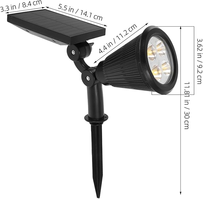 Hemoton Outdoor Waterproof 4led Warm White Powered Lawn Lights with 3 Lighting Modes for Garden Yard Pathway Tree Uplighting