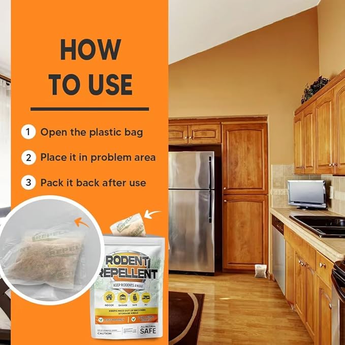 Rodent Repellent Mouse Repellent Pouches Mice Repellent Indoor Mouse Deterrent Outdoor Rat Repellent Extra-Strength Rodent-Repelling Pouch Peppermint to Keep Mice Away from Garage-12P