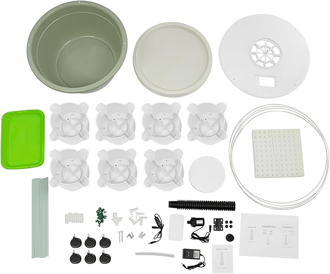 Hydroponic Growing System 28-Plant Vegetable Planter Tower Climbing Trellis Outdoor Indoor Garden Vertical Planter Germination Kit with Water Pump Intelligent Water Circulation &amp Timer Function