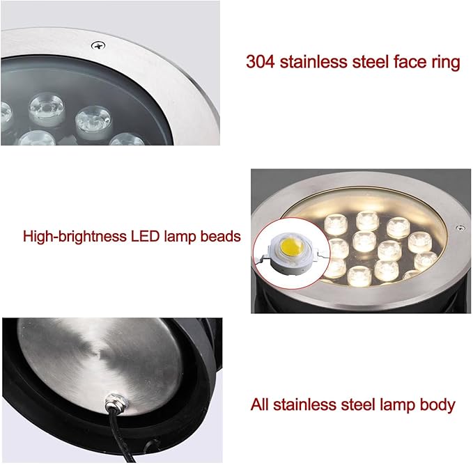 Outdoor Buried Lights - LED Fountain Light 24V Submersible Spotlight IP68 Waterproof Embedded Water Landscape Light Pool Wall Light Decorative Lighting Easy to Install(Warm White24W)