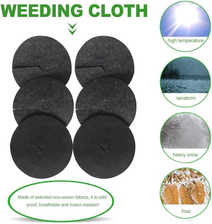 20pcs Cover Weed Control Indoor Mat Multifunctional Tree Mulch Ring Non Woven Fabric for Outdoor Degradable Reusable Root Protection (Color : Black)