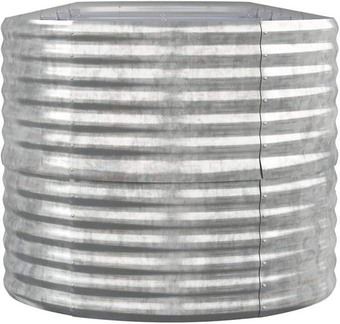 Garden Planters Outdoor Planters Garden Raised Bed Powder-Coated Steel 144.9x31.5x26.8 Silver for Growing Vegetables and Flowers