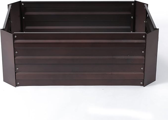 LuxenHome Brown Metal 32 x 20.2 Rectangular Raised Garden Bed