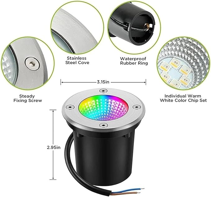6W Ground LED Landscape Lamp Outdoor Buried Lights IP65 Waterproof Recessed Garden Spotlight AC12-24V Low Voltage Floor Light for Villa Pathway Patio Deck(6W(12V))