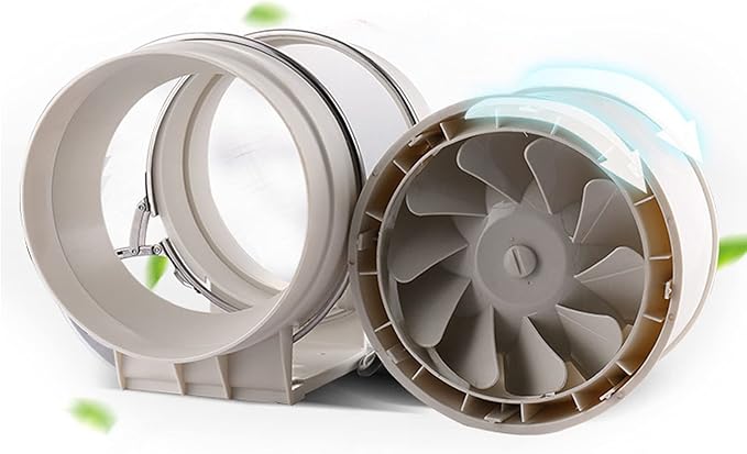4'' Inline Duct Fan 129.41 CFM High-Efficiency Exhaust Ventilation Fan Quiet 31dB Air Duct Fan with Pure Copper Motor for Home Kitchen Bathroom Grow Tent Hydroponics (US Plug 110V)