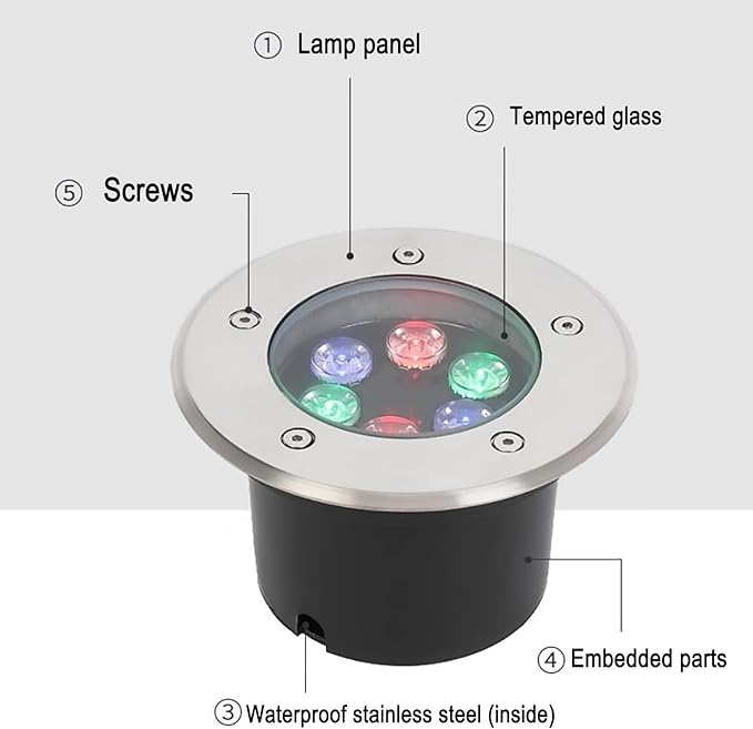 Outdoor Buried Lights - LED Underwater Light AC 24V Low Voltage Embedded Spotlight IP68 Waterproof Water Landscape Light for Underwater Decorative LightingRgb-6W