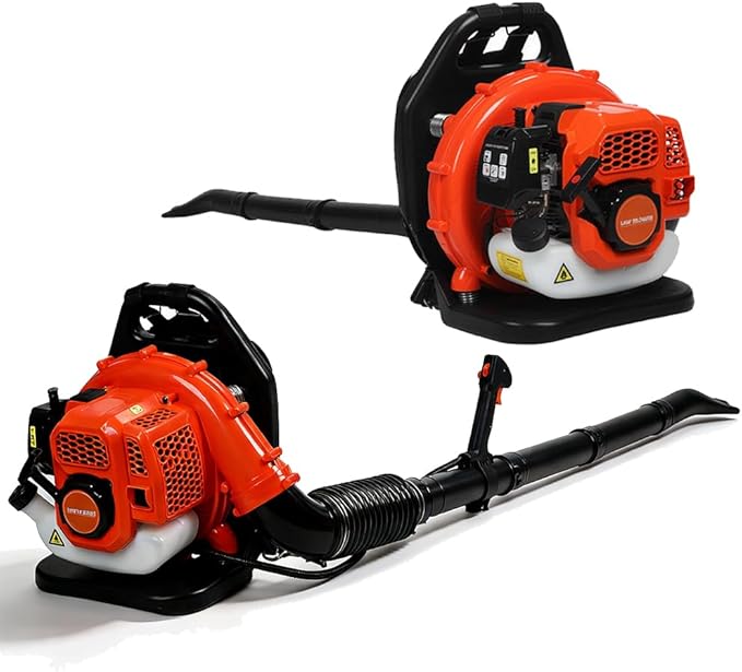 hatleues 52CC Backpack Leaf Blower2.3HP 2-Stroke Engine550CFM &amp 205MPHGas Powered Grass Lawn Blower with Cruise Control Low Vibration &amp Air-Cooled Engine - for Lawn Care Snow &amp Debris