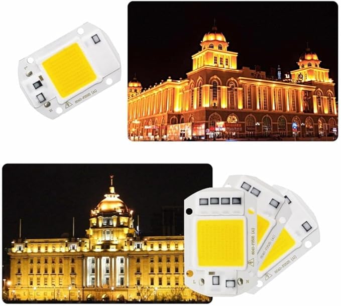 Landscape Lights LED COB Lamp Chip 10W 20W 30W 40W 50W AC 220V Smart IC LED Beads DIY for LED Floodlight Spotlight Cold White Warm White LED Street Lamp (Color : Warm White Size : 50W)