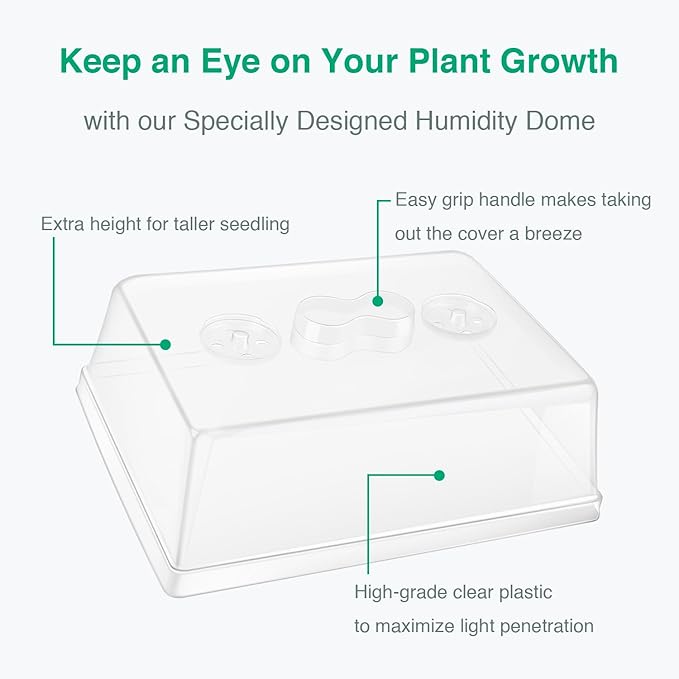 [Thick Plastic] 5-Set Strong Seed Starter Trays with 5 Humidity Domes for Seed Starting Germination Seedling Propagation &amp Plant Growing Holds 240 Cells in Total
