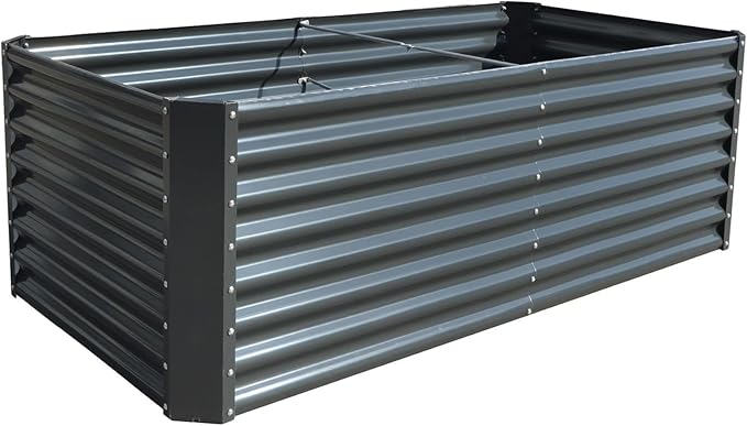 findmall 6x3x2Ft Raised Garden Bed Gray Volume 269 Gallons Electro Galvanized Steel Sheet Flower Box for Flowers and Greenery Gardening Planting Vegetable Cultivatio