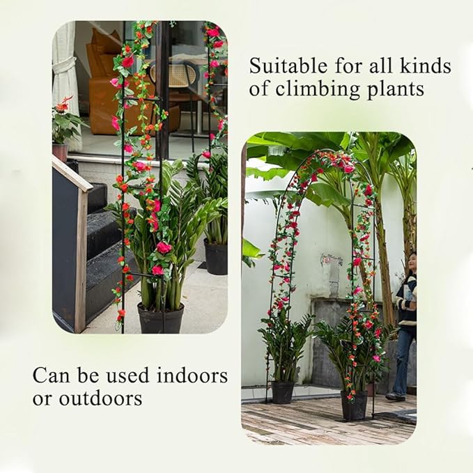 Metal Plant Support Trellis Garden Or Wedding Arch Arbor Party Ceremony Decoration Flower Frame for Climbing Plants Outdoor Decoration Weddings(BlackW300XH220X40cm)
