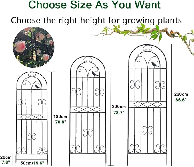 Garden Trellis 1 Pack Large Size Heavy Duty Rustproof Wall Trellis For Climbing Plants Outdoor Metal Decoration Large Trellis For Potted Plants Support Trellis For Roses Vegetable Vines Black(Color:Bl
