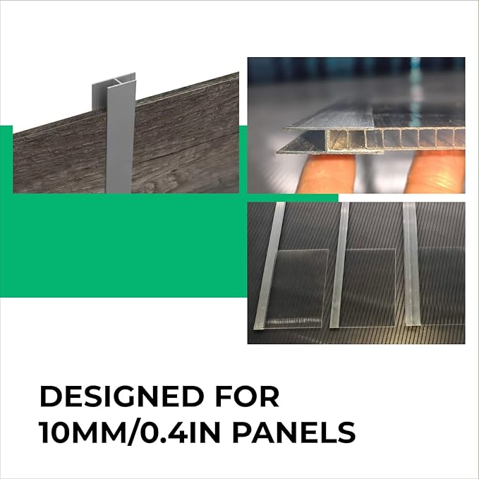 Aluminum H Connectors - Fits 4mm 6mm 8mm or 10mm Twin-Wall Greenhouse Panels Join 2 Pieces of Panels Together 4-Foot Length 10 Pieces (6mm Aluminum H Connectors)