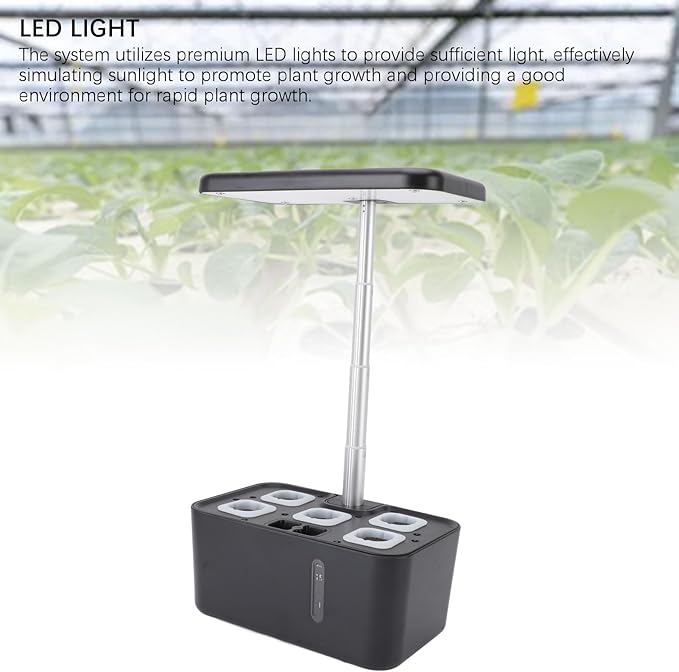 Hydroponic Indoor Garden Kit Smart Automated System with LED Grow Lights Space Saving Compact Design for Easy Home Herb and Vegetable Growing
