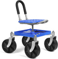 Rolling Garden Work Seat with Wheels Gardening Stool for Planting 360°Swivel Caster Tool Tray Backrest Height Adjustable Rolling Work Seat for Outdoor Patio and Yard Blue