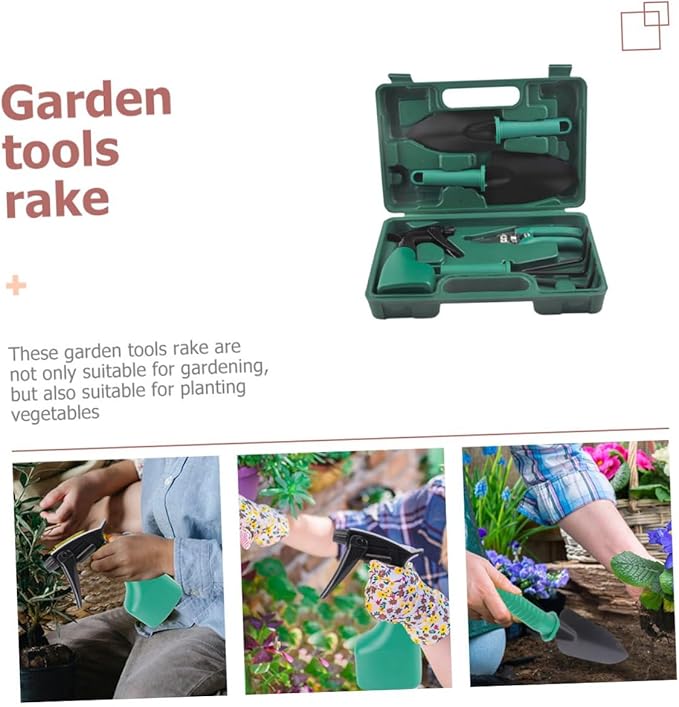 Kichvoe Garden Tool Set with Shovels and Rake 5pcs Portable Gardening Tools Kit with Carry Case for Planting and Outdoor Yard Work