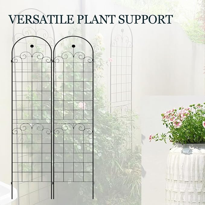 2 Pack Metal Garden TrellisWire Lattice Grid Panel for Climbing Plants Flower Cucumber Grape Vine Plant Support Rose Trellis Netting Trellis Black