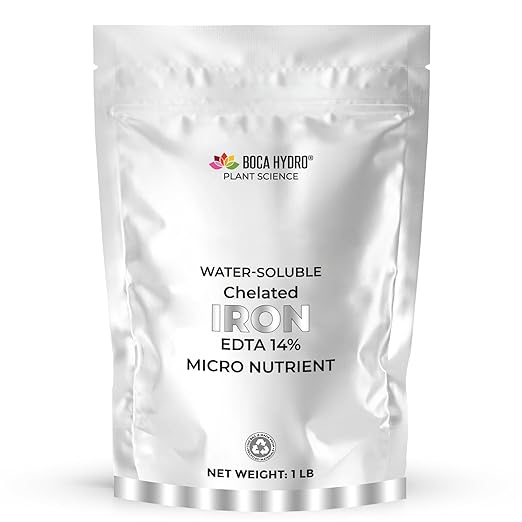 Chelated Iron EDTA 14% Water Soluble Plant Food for All Plants Vegetables Flowers and Trees. (1 Lb)