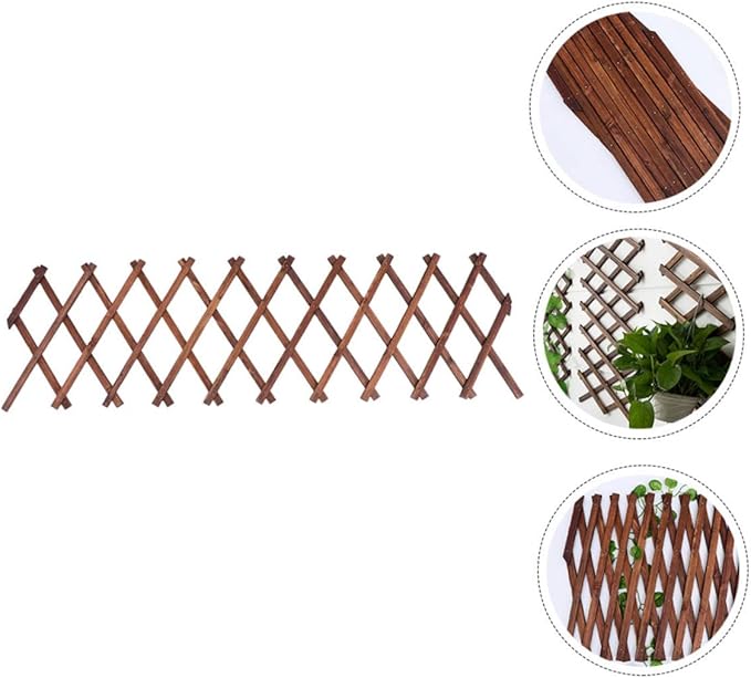Expandable Wooden Garden Trellis Thick Carbonized Wood Climbing Plant Support Wall-Mounted Fence Panel for Outdoor Garden Decoration and Plant Climbing