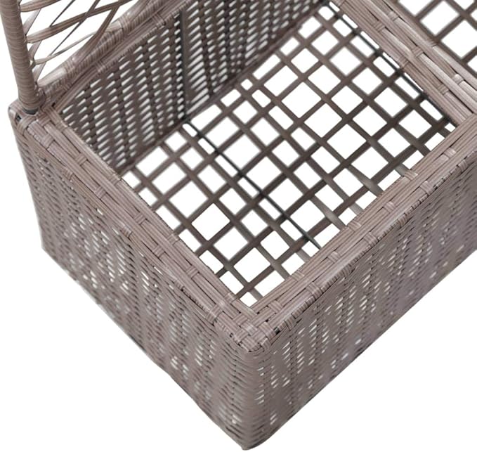 Garden Trellis Raised Bed with 2 Pots Lattice Panels Freestanding Poly Rattan Plant Raised Bed for Outdoor Climbing Planting Yard Patio Decoration Brown 22.8 x 11.8 x 42.1
