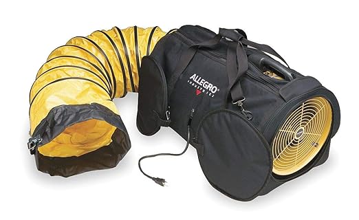 Allegro 9535-08 | 8 AC Air Bag Blower System with 15' Ducting | 760 CFM | Portable Ventilation Fan in Storage Bag | 1/4 HP | CSA Certified | Industrial Confined Space Blower