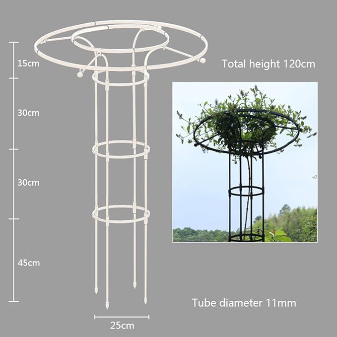 Tower Obelisk Garden Trellis Tall Metal Support Garden Frame Trellis for Indoor/Outdoor Climbing Vines and Flowers(White120cm)