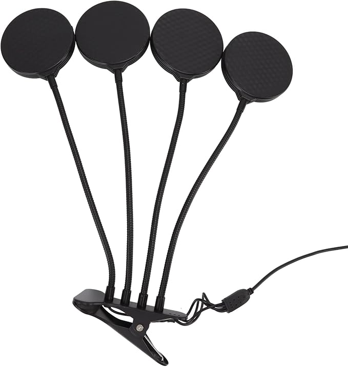 60W 4 Head LED Plant Light for Indoor Growing with USB Power - 360° Adjustable Clip - On Grow Lamp 5 Dimmable Modes Waterproof Design for Plants