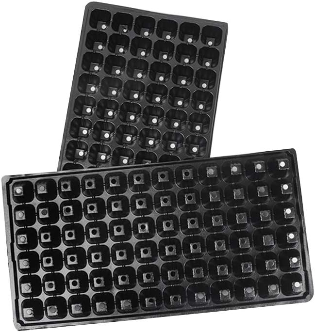 72 Cells Seedling Trays 5 Pack Gardening Germination Plastic Tray with Drain Holes Plant Grow Plug Trays for Plant Seedlings Propagation(10pcs)