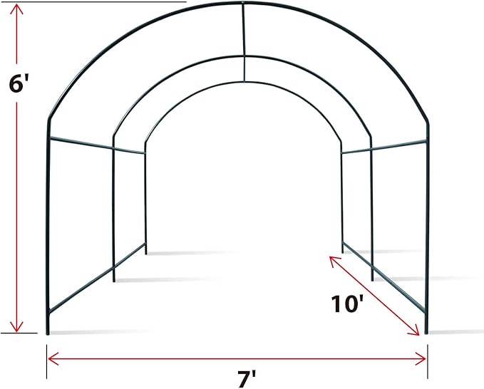 Strong Camel Greenhouse Replacement Frame for Outdoor Larger Hot Garden House  Support Arch Frame Climbing Plants/Flowers/Vegetables (10' X7'X6' Frame)